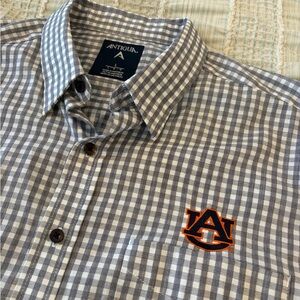 Antigua Auburn Tigers White & Navy Plaid Button Down Men’s Large EUC